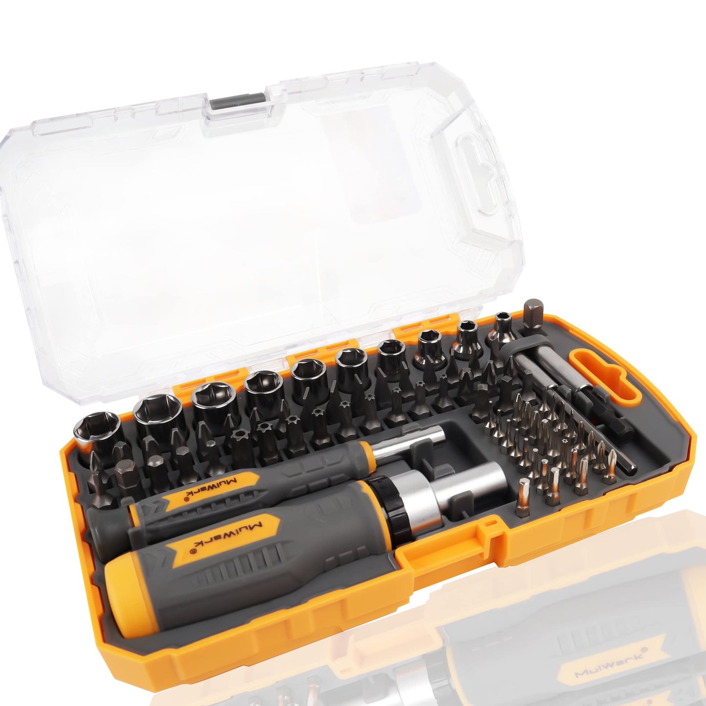 MULWARK Screwdriver Bits & Socket Set 77 Pieces, Ratchet Screwdriver Set with Case, Multipurpose Tool Kit for DIY & Professional Use, Premium Bits, Complete Screwdriver Set for Home & Garage - WoodArtSupply