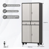SUXXAN 71" Tall Metal Garage Storage Cabinet with 4 Wheels and 2 Drawer, Rolling Tool Storage Cabinet with Locking Doors and Adjustable Shelves,Heavy Duty Steel Tool Cabinet for Garage, Warehouse SUXXAN