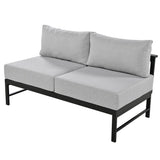 Tdewlye Multi-Person Outdoor Sofa Set, U-Shaped Aluminum Outdoor Sofa Set with Thick Cushions and Backrests, Modular Patio Sofa Set for Gardens, Backyards, and Balconies (Grey-AW) Tdewlye