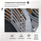 Outsunny 3 Piece Patio Bistro Set, PE Rattan Outdoor Furniture with Cushioned Barrel Chairs & Glass Coffee Table, Conversation Set for Porch, Backyard, Apartment, Balcony, Mixed Gray Outsunny