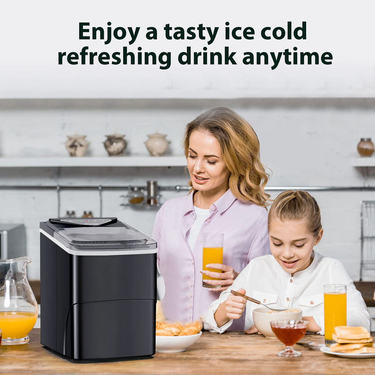 Ice Makers Countertop, Self-Cleaning Function, Portable Electric Ice Cube Maker Machine, 9 Pellet Ice Ready in 6 Mins, 26lbs 24Hrs with Ice Bags and Scoop Basket for Home Bar Camping RV(Black) FZF