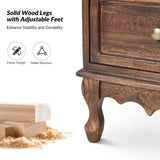 HULALA HOME 3-Drawer Nightstand with Charging Station, Drawer Organizer with Wood Legs, Farmhouse Solid Wood Nightstand(Walnut) HULALA HOME