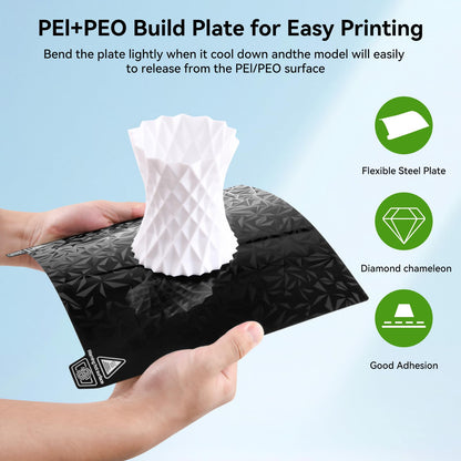 CCTREE Double Side Textured PEI Sheet+Smooth PEO Diamond Spring Steel Sheet 235 * 235mm, Flexible Print Build Plate with Magnetic Bed for Creality Ender 3/Pro/V2/Neo, Ender 5/Pro 3D Printers - WoodArtSupply