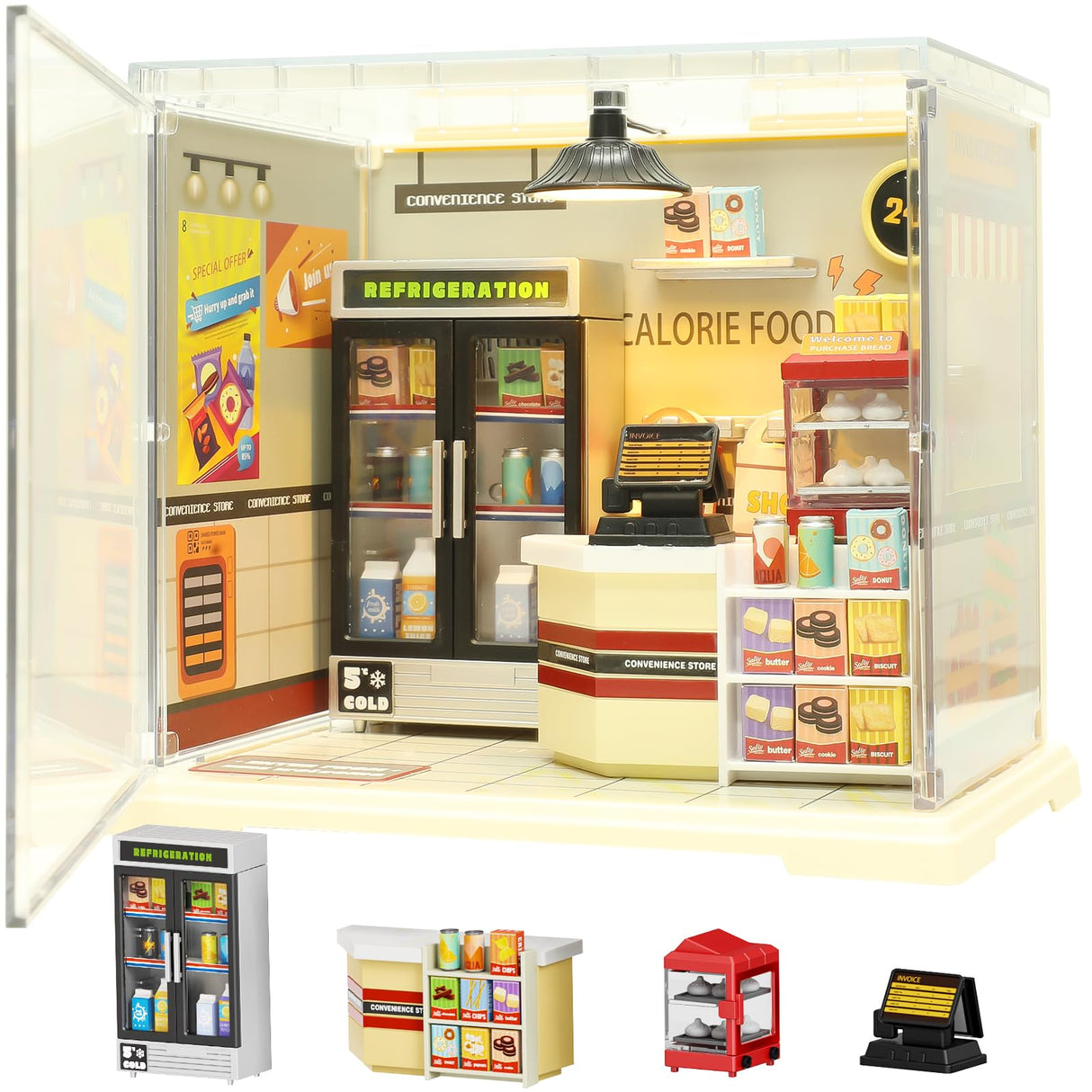 DIY Miniature House Kit, Dollhouse Kit, Miniature Kit, DIY Mini House Building Kit for Adult Teen, Plastic Tiny House Making Kit, Best Craft Hobbies Gift, Convenience Store INRATELL