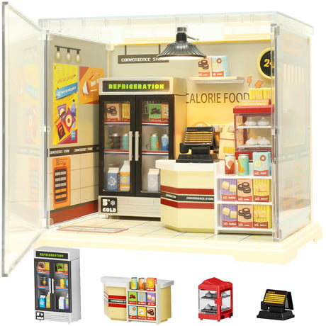 DIY Miniature House Kit, Dollhouse Kit, Miniature Kit, DIY Mini House Building Kit for Adult Teen, Plastic Tiny House Making Kit, Best Craft Hobbies Gift, Convenience Store INRATELL