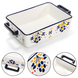 Peohud Set of 3 Casserole Dishes for Oven, Porcelain Baking Dishes with Handle, Large Rectangular Lasagna Pans, Ceramic Bakeware Set for Cooking, Kitchen, Cake Dinner, Banquet and Daily Use Peohud