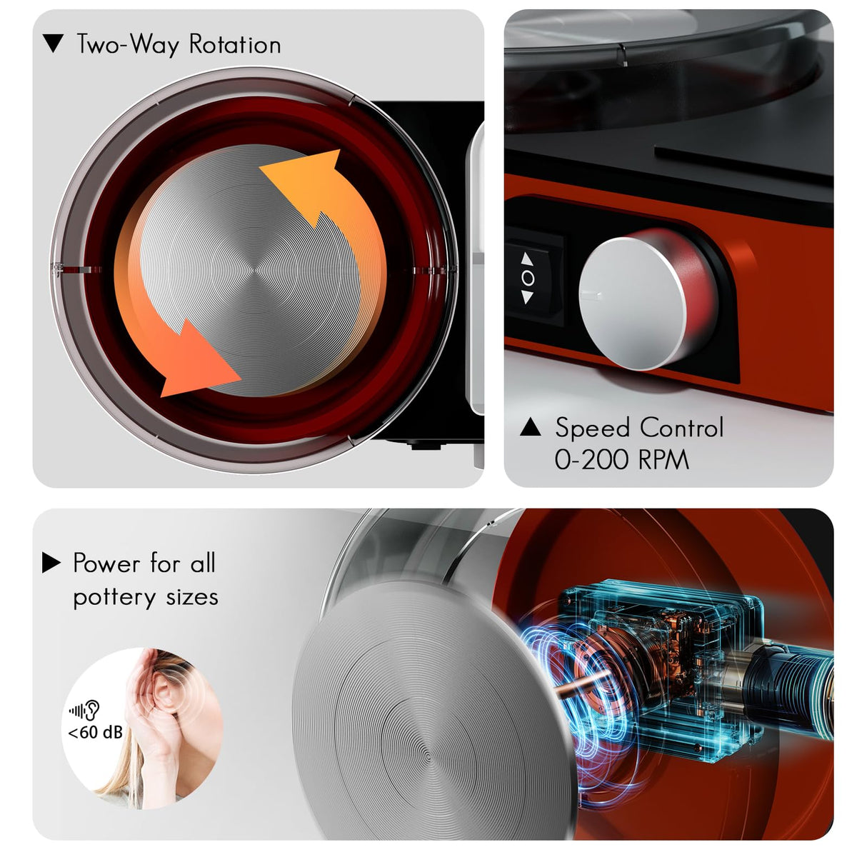 Pottery Wheel for Kids and Beginners - Complete Pottery Set with 6" Turntable with Two-Way Rotation, 2.2lb Clay, Art Supplies Sculpting Tools, Craft Gifts for Teens Kids Adults (Red) Catcrafter