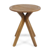 Christopher Knight Home Brigitte Outdoor Round Acacia Wood Bistro Table with X Legs, Teak Christopher Knight Home