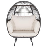 Tangkula Oversized Wicker Egg Chair, Stationary Patio Lounge Basket w/ 4 Soft Cushions, Stable Metal Frame, Gorgeous Indoor Outdoor Lounge Chair, Ideal for Living Room, Backyard, 450 LBS Max Load Tangkula