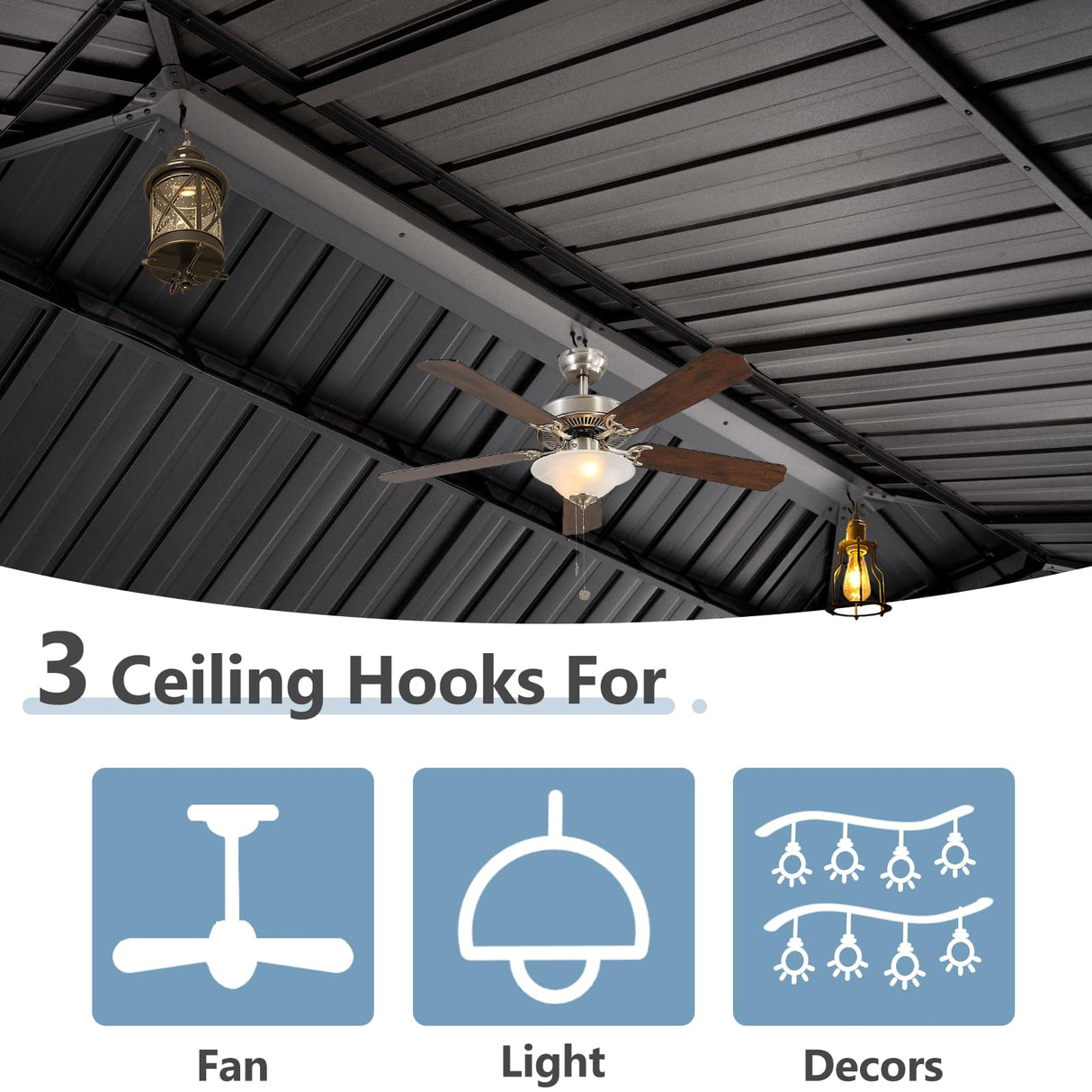 Aoxun 12' x 16' Permanent Hardtop Gazebo with Galvanized Steel Double Roof and Aluminum Frames Outdoor Large Pavilion Gazebo for Patio Deck Garden, Nettings and Curtains Included, Brown Aoxun