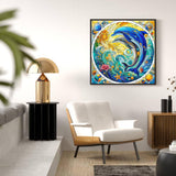 YIYIAH Dolphin Diamond Art Kits for Beginners - Paint by Numbers Kit for Adults - Adult Crafts Diamond Dot Set - Diamond Art Home Decor Holiday Gift 12×12 Inch YIYIAH