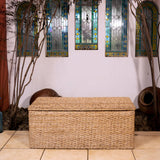 Wholestory Collective Wicker End of Bed Bench Rattan Storage Trunk and Chest Seagrass XL Organizers with Lid, Rattan Coffee Table Ottoman With Storage Handwoven Box (Extra Large) Wholestory Collective