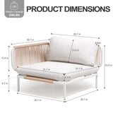 VredHom Patio Furniture Set, Outdoor Patio Furniture Oversized Metal Patio Sectional Sofa, 4-Seat Conversation Set with Cushion for Indoor and Outdoor, White Frame & Beige Mat (4 Seats 8 Armrests) VredHom