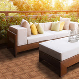 Topeakmart 27 Pack 12 x 12in Brown Patio Deck Tiles Interlocking Deck Tiles Interlocking Wooden Tiles Indoor&Outdoor Patio Garden Deck Tiles Poolside Topeakmart