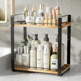 Delamu 2-Tier Bathroom Counter Organizer, Wood Vanity Organizer Countertop for Skincare & Makeup, Multi-Purpose Vanity Bathroom Shelf for Coffee Station Kitchen Storage and Organization Delamu