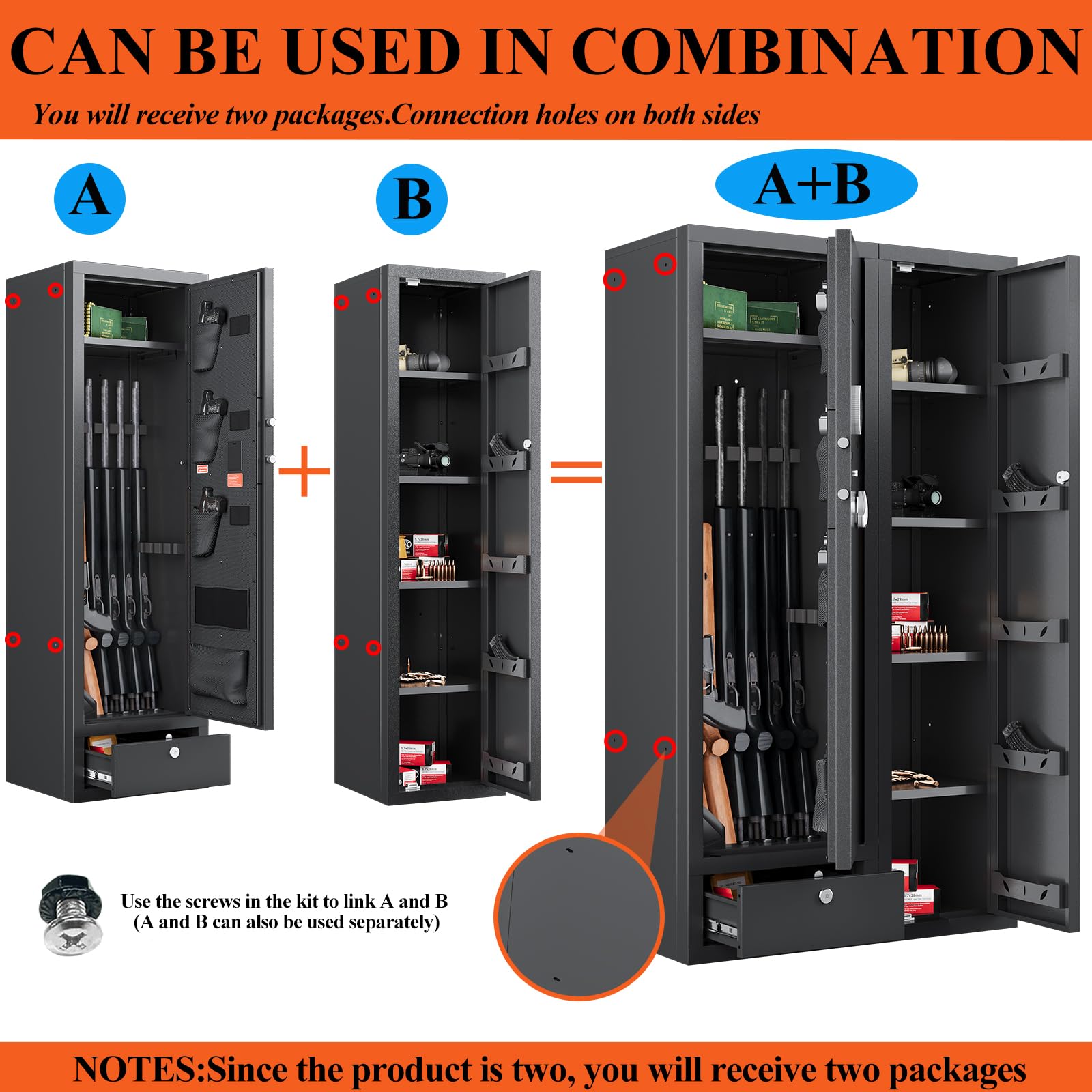 15-20 Gun Safe,Large Gun Safes for Home Rifle and Pistols,Rifle Safe,Gun Cabinets for Rifles and Shotguns,Gun Cabinet,Gun Safes & Cabinets with Drawer,3 Gun Mount,Handgun Pockets (1500AB-GUN  - WoodArtSupply