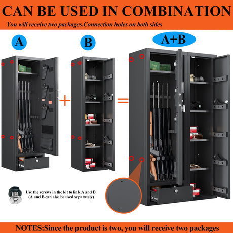 15-20 Gun Safe,Large Gun Safes for Home Rifle and Pistols,Rifle Safe,Gun Cabinets for Rifles and Shotguns,Gun Cabinet,Gun Safes & Cabinets with Drawer,3 Gun Mount,Handgun Pockets (1500AB-GUN SAFE) KAER