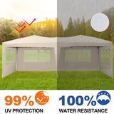 TUKAILAI 10' x 20' Pop Up Gazebo Marquee, Anti-UV Party Wedding Tent Event Shelters with 6 Removable Sidewalls & Carry Bag, Heavy Duty Instant Canopy for Outdoor Camping Garden Patio (Cream) TUKAILAi