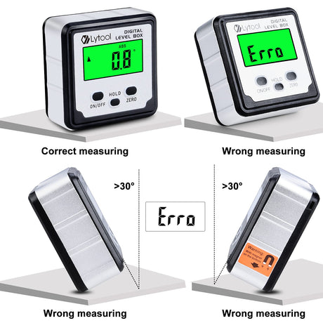 Lytool Digital Angle Finder, Angle Gauge Electronic Level Tool with Bubble Level and Magnetic Base, Digital Inclinometer Angle Measuring Tool for Woodworking, Construction and Machinery Lytool