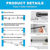 MEXAU 1Pack Spring Tension Curtain Rod 26-39 inch Black Adjustable Spring Rod Extendable Tension Rod For Kitchen, Bathroom, Window, Bookshelf, Closet MEXAU