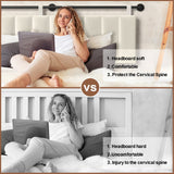 Adjustable Wall-Mounted Velvet Headboard for King Size Bed - Elegant Beige Design BSHOMGI