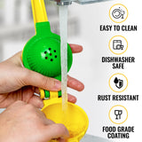 Zulay Kitchen Metal 2-in-1 Lemon Squeezer - Sturdy Max Extraction Hand Juicer Lemon Squeezer Gets Every Last Drop - Easy to Clean Manual Citrus Juicer - Easy-Use Lemon Juicer Squeezer - Yellow/Green Zulay Kitchen