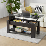 FDW Coffee Table Lift Top Coffee Table Coffee Table with Hidden Compartment and Storage Shelf for Living Room Reception Room 47.2in L,Black FDW