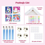 MXJSUA 4 Pack Cartoon Unicorn Paint by Numbers Kit with Framed Canvas for Kids, Rainbow Unicorn by Number Painting Kits for Ages 6-12 Kids, Acrylic Oil Paint by Number Kits for Beginners 8x8 Inch MXJSUA
