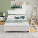 Giantex White Wood Full Size Bed Frame with 2 Storage Drawers and Headboard Giantex