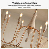 LOVEDIMA 38.2" French Country Chandelier, Modern Farmhouse 8-Light Candle-Style Chandeliers Wood Pendant Light Fixture for Dining Room Living Room LOVEDIMA