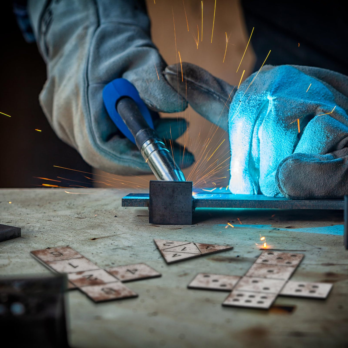 Therwen 3 Pieces Dice Welding Kit Welding Coupons DIY Welding Equipment Mild Steel Triangle Plate for Beginners TIG MIG Gas Arc Stick Welding Training Practice Accessories Tools, 3 Styles (1.5 Inch) Therwen