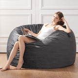 ILPEOD Bean Bag Chairs for Adults - Memory Foam Furniture BeanBag Chair - Kids/Teens Sofa with Soft Micro Fiber Cover - Round Fluffy Couch for Living Room Bedroom College Dorm - 3 ft, Gray Stripe ILPEOD