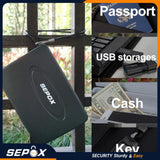 SEPOX® 2Pcs Water/Fire-Resistant Portable Security Case Lock Box Steel, Personal Travel Safe Storage Cabinet for Small Item, 3-Ft Cable, Ressetable Combination Lock for Dorm, Car, Sports, Office SEPOX