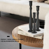 DINLiAN S Candlestick Holders Black Candle Holder for Candlestick,Taper Modern Candle Holders Set of 3,Tall Wood Candle Sticks Holder Decor(12"/10"/8" H) (3, Black) DINLiAN S