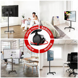 AOKCOS TV Cart Rolling TV Stand - Mobile TV Stand for 32-65 inch Flat/Curved TVs Holds up to 88 Lbs, Portable TV Stand on Wheels with Tilting for Living Room, Bedroom, Office, Max VESA 400x400mm AOKCOS