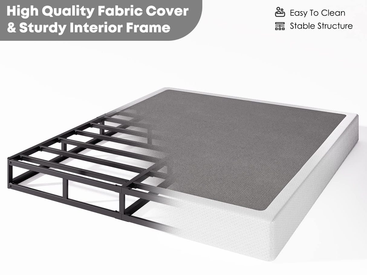 RLDVAY Full-Size Box-Spring, 5 inch Low Profile Only, Heavy Duty Metal Box Spring Full with Fabric Cover, Easy Assembly, Non Slip, Noise Free RLDVAY