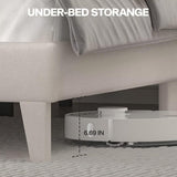 DOGIBIXO Queen Size Bed Frame with LED Lights, Upholstered Bed Frame with Wingback Diamond Tufted Headboard, Wood Slats Support, Noise-Free, Easy Assembly, No Box Spring Needed, Beige DOGIBIXO