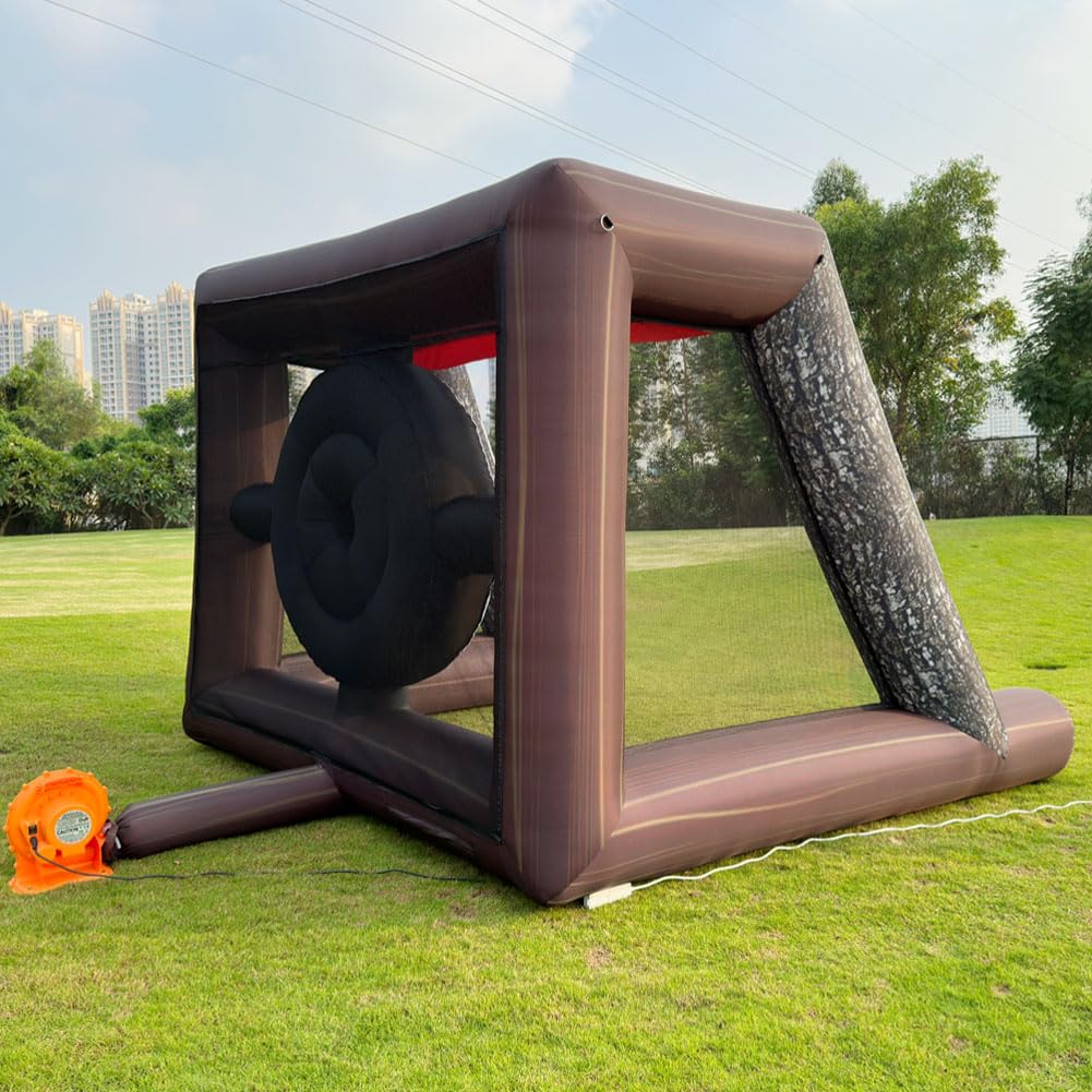 V-infla Inflatable Axe Throwing Game + Inflatable Ball Toss Target Dart Board Game with 1 Air Blower and 12 Axe and 10 Balls for Events V-infla
