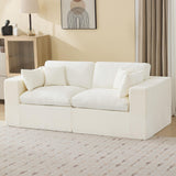 88''Cloud Boneless Sectional Couch, Modular Sectional Sofa Deep Seat, Upholstered Convertible Comfy Loveseat Chenille Memory Foam Sofa Couches for Living Room, Beige WUTUTUEE