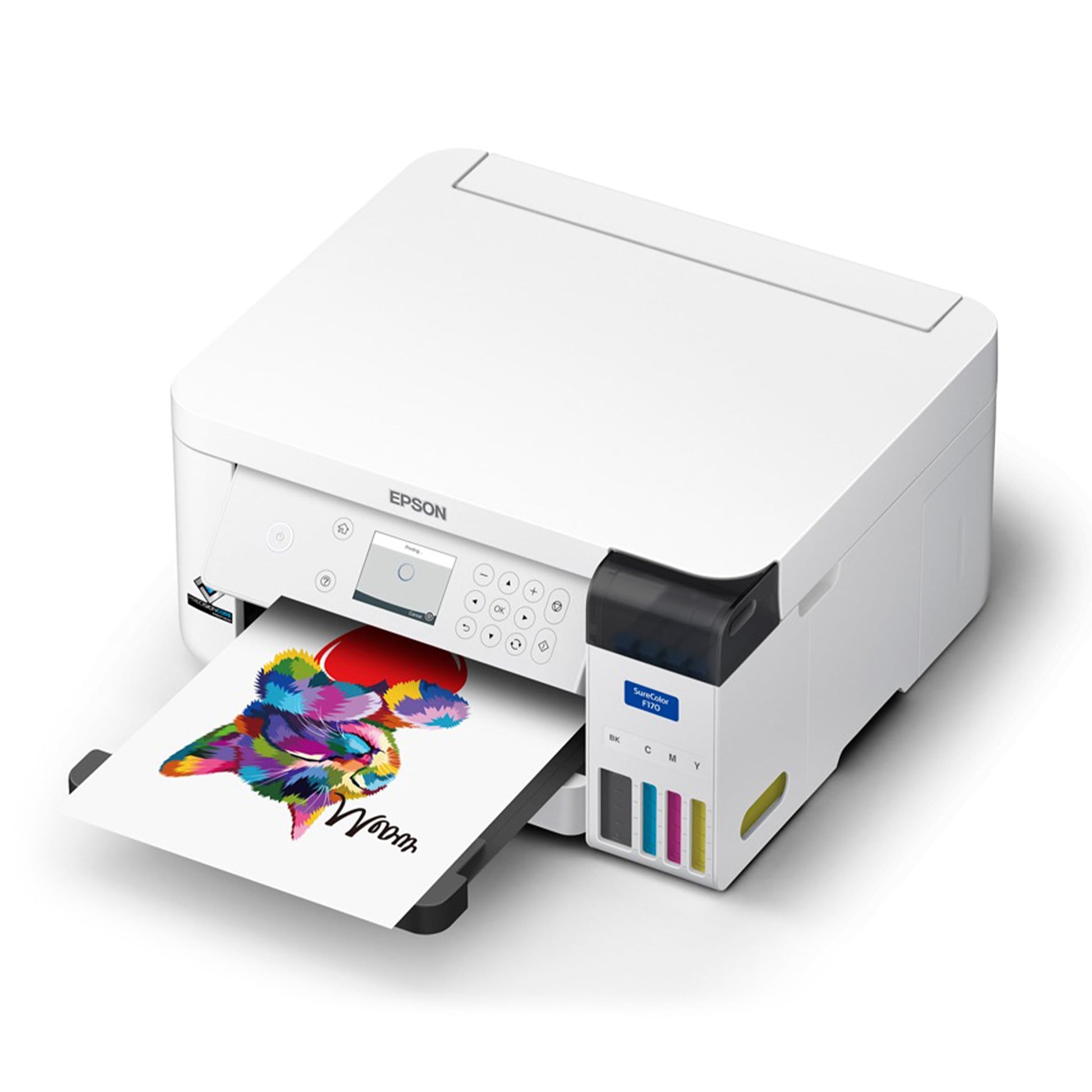 Epson SureColor F170 Dye-Sublimation Printer. Includes Full Set of Ink, User Guide, AC Power Cable, 9" x 12" Heat Press, Thermal Tape, 8.5" x 11" & 8.5" x 14" Paper SCF170 - WoodArtSupply