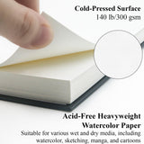 Watercolor Sketchbook 10"x12", 32 Sheets (64 Pages) Water Color Paper, 140lb/300gsm Watercolor Paper, Spiral Hardcover Watercolor Notebook. Fuxi