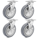 Nefish 8 Inch Heavy Duty Casters Wheels, Industrial Grade Thermoplastic Rubber Casters with Brake 6000 LBS, Ball Bearing Plate Swivel Castors Set of 4, Casters Wheels for Hand Truck, Industrial Nefish