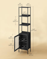 VASAGLE Slim 6-Tier Bookcase with PC Door and Adjustable Shelves in Ebony Black and Matte Black VASAGLE