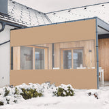 Domi Outdoor Clear Panel Curtain, 18 Oz Vinyl Curtains Weatherproof with Rustproof Grommets, Transparent Heavy Duty PVC Tarp Cover for Gazebo, Pergola, Patio Winter Protection(8'H x 16'W, Brown) domi outdoor living