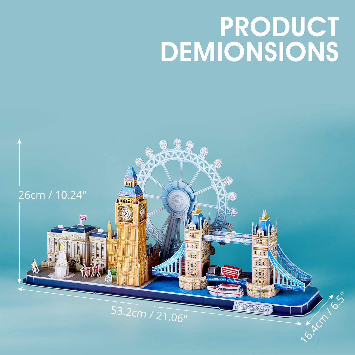 CubicFun 3D Puzzles for Adults London Cityline Puzzles for Gifts for Teenage Girls Architecture Building Gifts for Women Men, Tower Bridge, Big Ben, Buckingham Palace, The London Eye, 107 Pieces CubicFun
