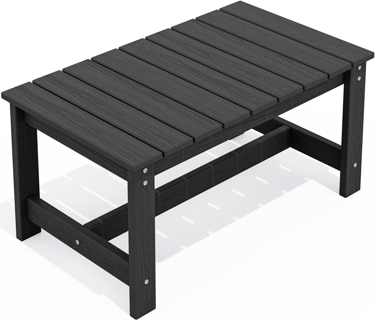 SERWALL Outdoor Coffee Table, HDPE Patio Coffee Table for Outside, Rectangle, Black SERWALL
