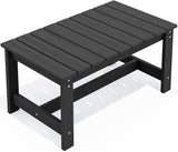 SERWALL Outdoor Coffee Table, HDPE Patio Coffee Table for Outside, Rectangle, Black SERWALL