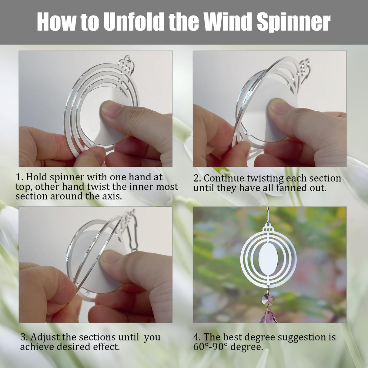 WindMage 16Packs 3inch Sublimation Wind Spinner Blanks 3D Aluminum Metal Wind Sculpture Kinetic Spinners for Yard and Garden Indoor Art Sublimation Christmas Ornament Hanging Decoration WindMage