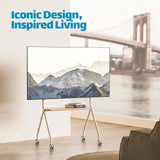 ECOTINY Easel Rolling TV Stand for 49-80 Inch TV Screen up to 110 LBS, Portable TV Stand with Wheels, Height Adjustable TV Stand Cart for Business, Office, School, Home, White ECOTINY