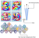 4 Pack Paint by Numbers 8x8 inch - Cute Animals Paint by Number for Kids Ages 4-8-12,Easy DIY Acrylic Oil Painting Kits on Canvas for Children Girls Boys Gifts Ammklfh